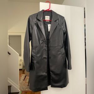 Abercrombie long length vegan leather jacket - brand new!